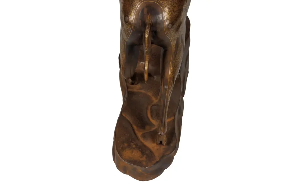 An Exceptional Life-Size Middle Eastern Gold-Inlaid Steel Deer Sculpture - Image 14