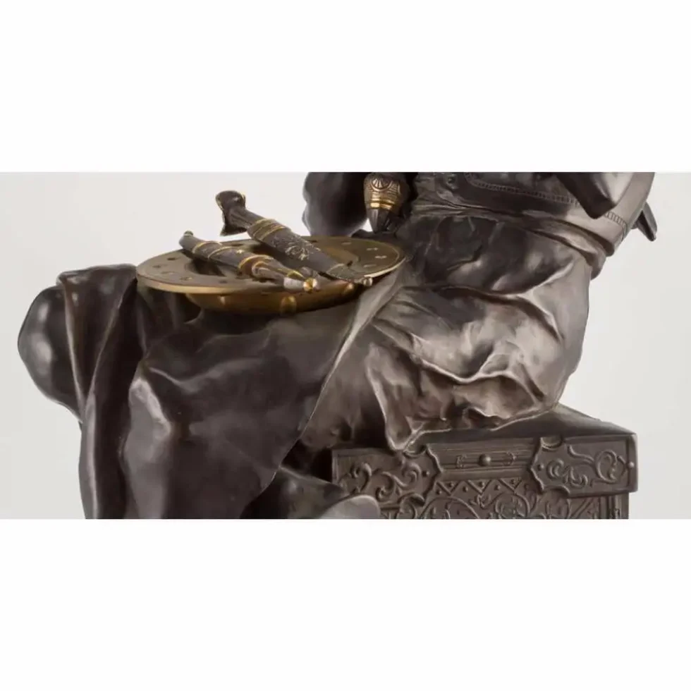 Emile-Edmond Peynot "Albaya' El Tunsi" The Tunisian Merchant Bronze, 1883 - Image 9