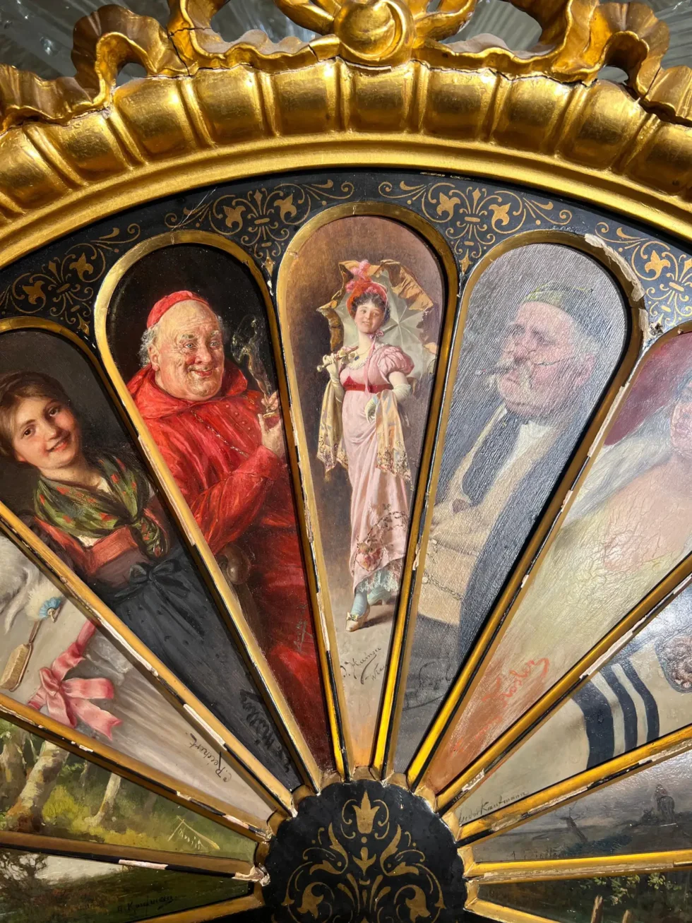 11 Oil Painting Panels in a Majestic Fan Shape, Featuring Isidor Kaufmann 19th Century - Image 6
