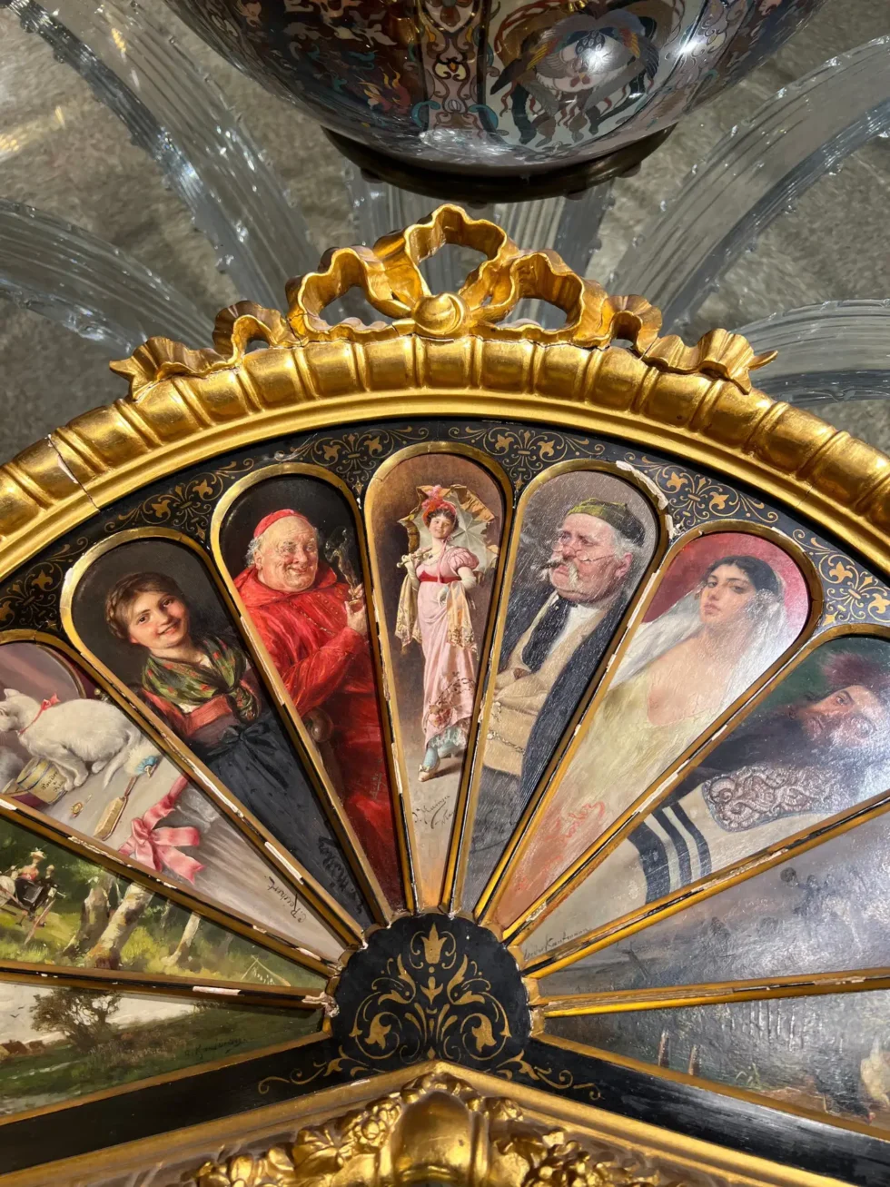 11 Oil Painting Panels in a Majestic Fan Shape, Featuring Isidor Kaufmann 19th Century - Image 4