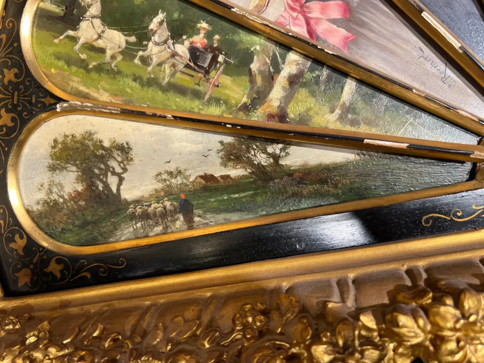 11 Oil Painting Panels in a Majestic Fan Shape, Featuring Isidor Kaufmann 19th Century - Image 15