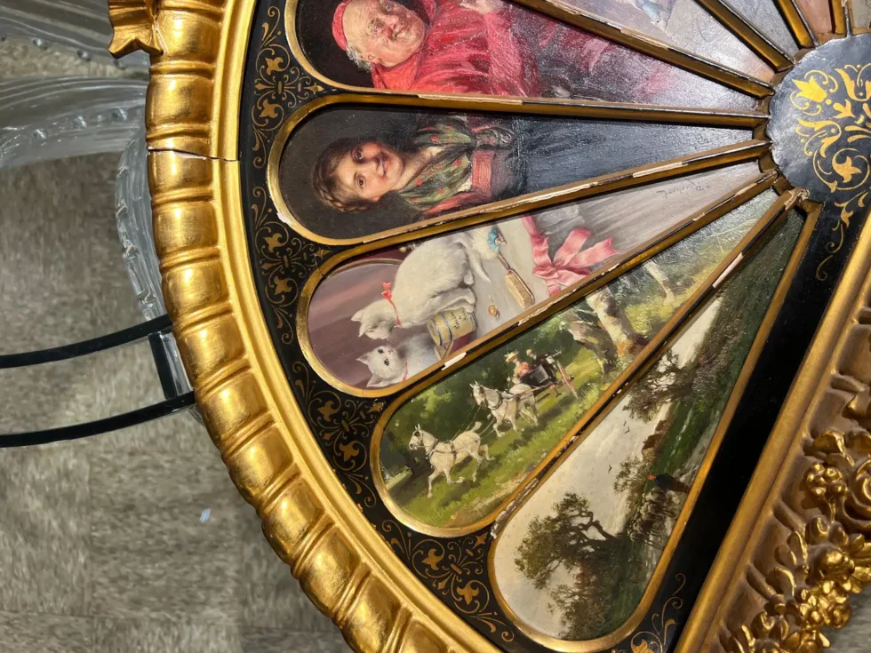 11 Oil Painting Panels in a Majestic Fan Shape, Featuring Isidor Kaufmann 19th Century - Image 7