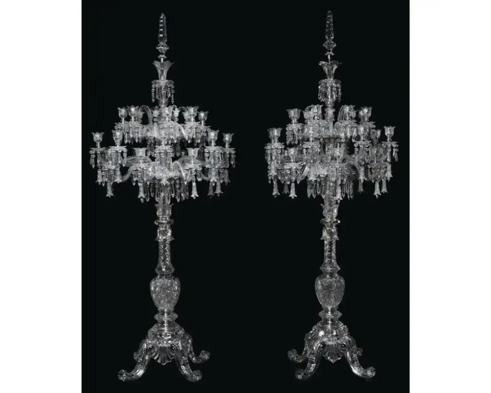 Cristalleries De Baccarat, a Large Pair of French Cut-Crystal Tsarine Torcheres - Image 2