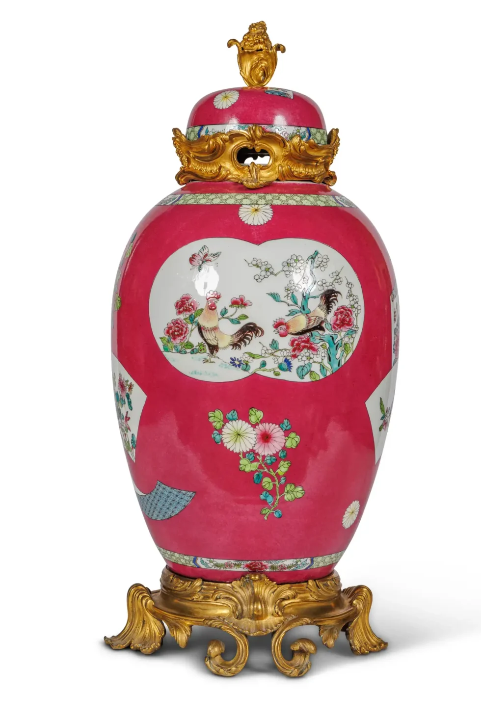 Magnificent Pair of Ormolu-Mounted Pink Chinese Porcelain Vases - Image 4