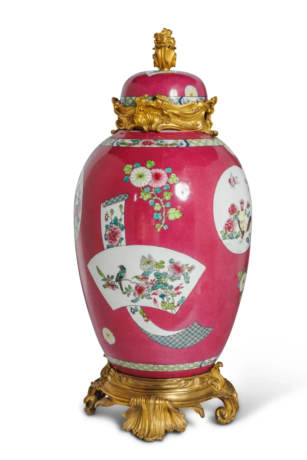 Magnificent Pair of Ormolu-Mounted Pink Chinese Porcelain Vases - Image 5