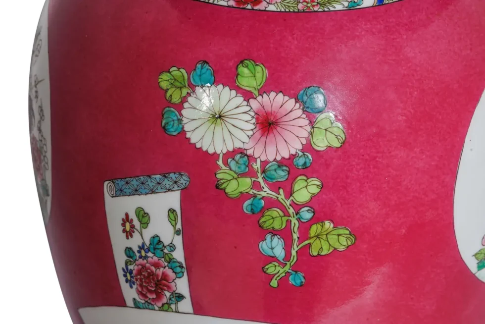 Magnificent Pair of Ormolu-Mounted Pink Chinese Porcelain Vases - Image 13