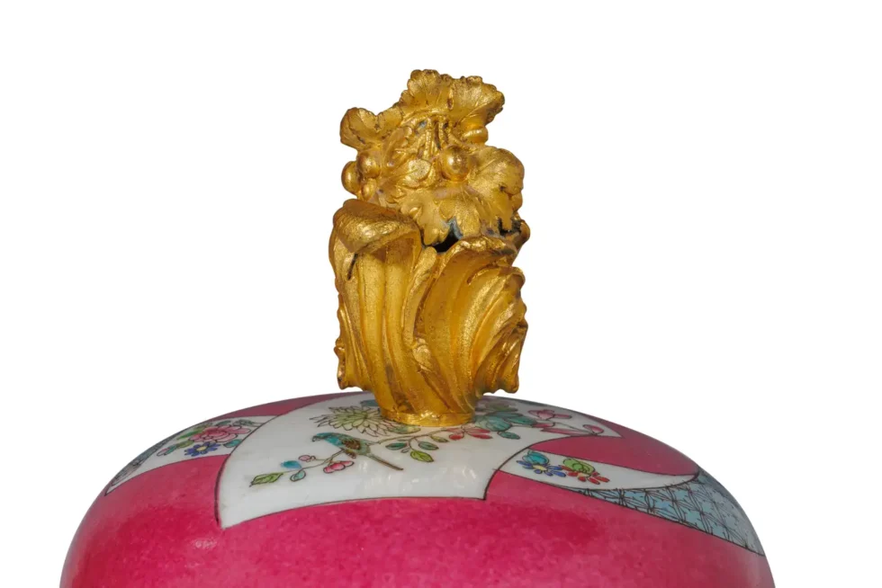 Magnificent Pair of Ormolu-Mounted Pink Chinese Porcelain Vases - Image 17