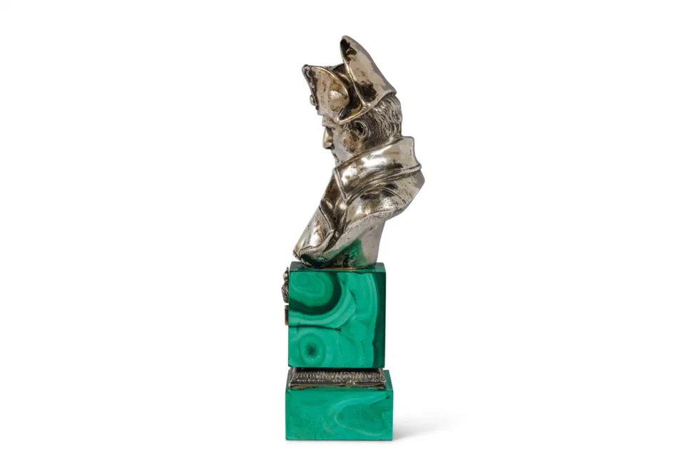 An Exquisite French Silver and Malachite Bust of Napoleon, By Emile Pinedo - Image 3
