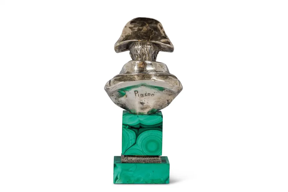 An Exquisite French Silver and Malachite Bust of Napoleon, By Emile Pinedo - Image 4