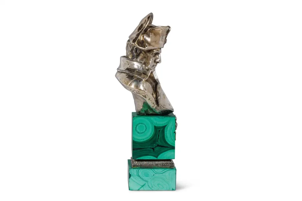 An Exquisite French Silver and Malachite Bust of Napoleon, By Emile Pinedo - Image 5