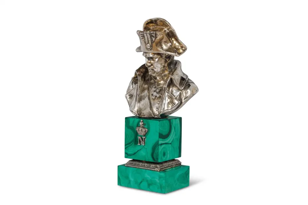 An Exquisite French Silver and Malachite Bust of Napoleon, By Emile Pinedo - Image 6