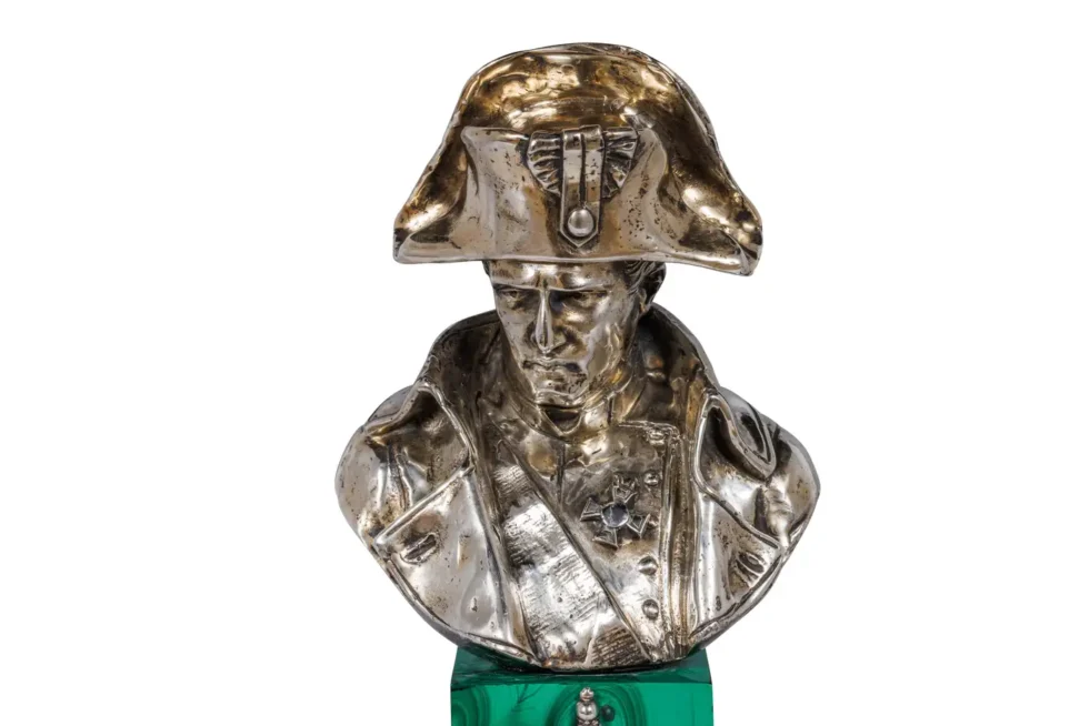 An Exquisite French Silver and Malachite Bust of Napoleon, By Emile Pinedo - Image 2