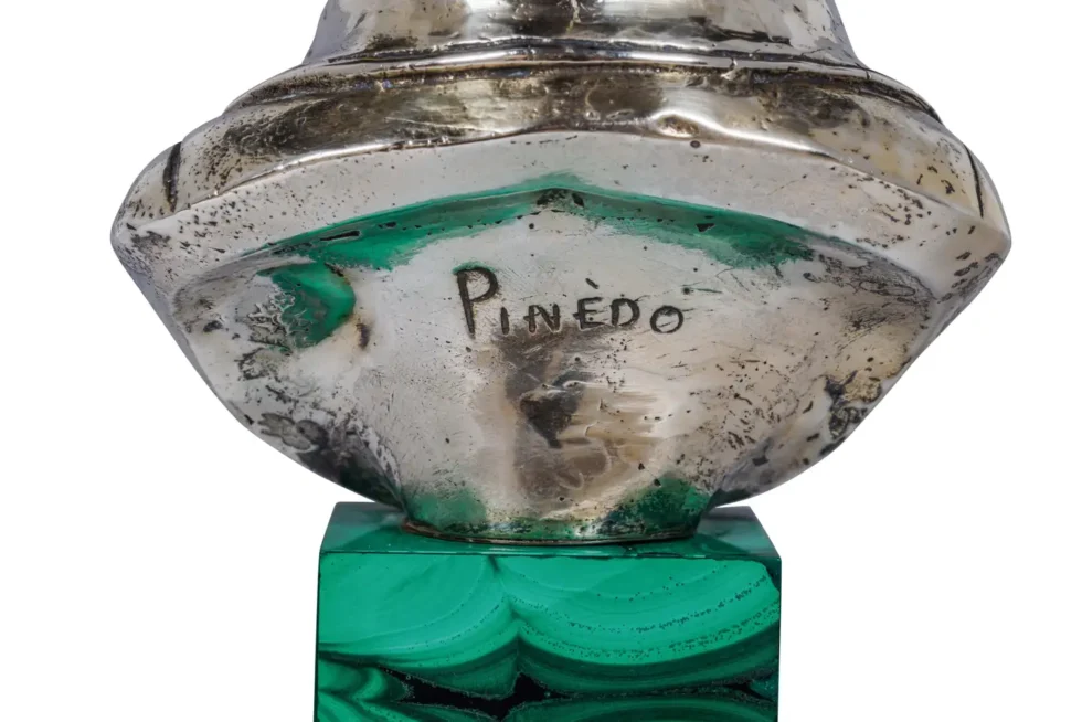 An Exquisite French Silver and Malachite Bust of Napoleon, By Emile Pinedo - Image 8