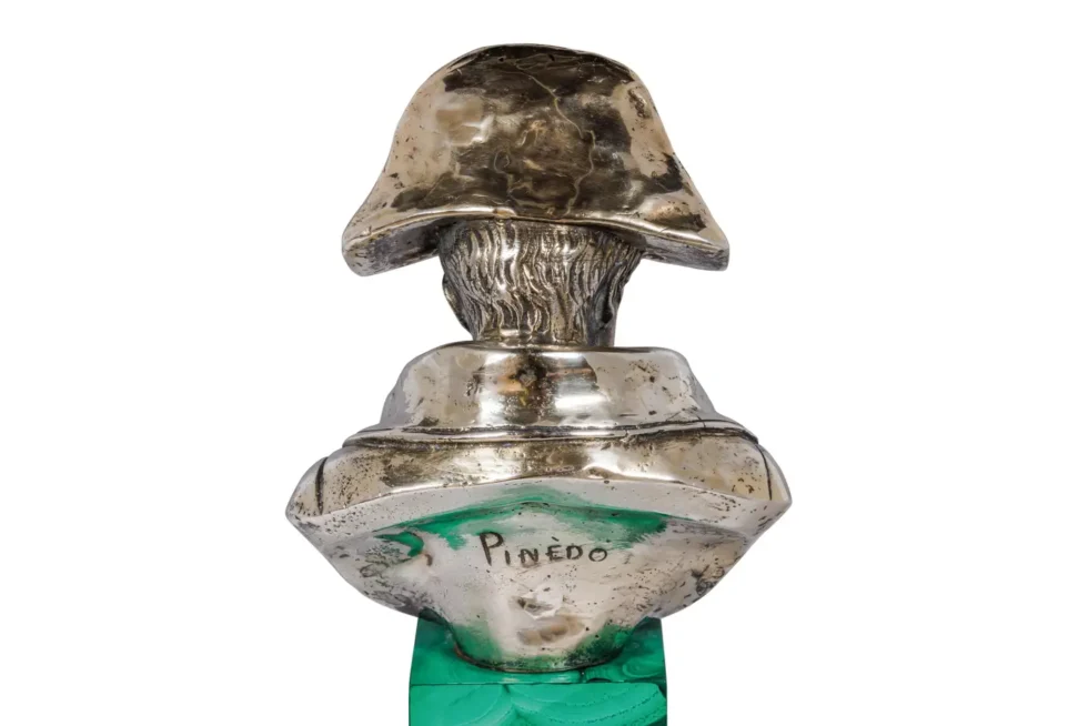 An Exquisite French Silver and Malachite Bust of Napoleon, By Emile Pinedo - Image 9