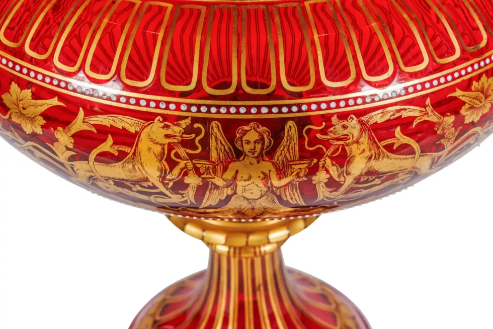 1876 Centennial Exhibition, J & L. Lobmeyr Ormolu Mounted Ruby Glass Centerpiece - Image 5