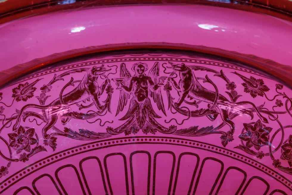 1876 Centennial Exhibition, J & L. Lobmeyr Ormolu Mounted Ruby Glass Centerpiece - Image 9