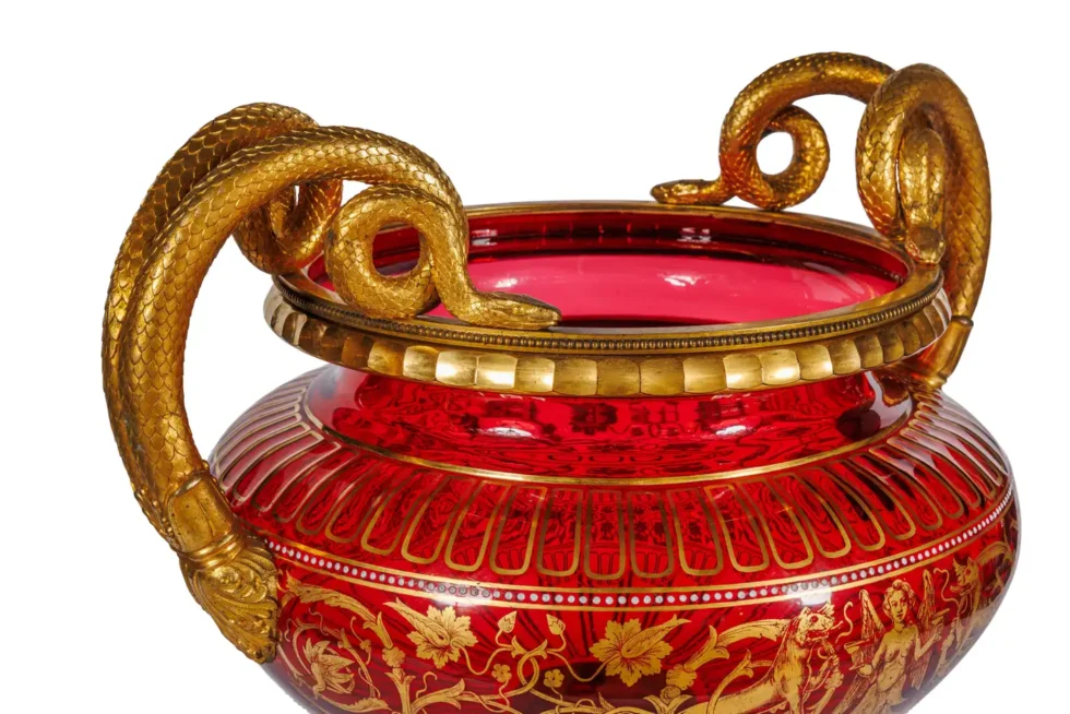 1876 Centennial Exhibition, J & L. Lobmeyr Ormolu Mounted Ruby Glass Centerpiece - Image 11