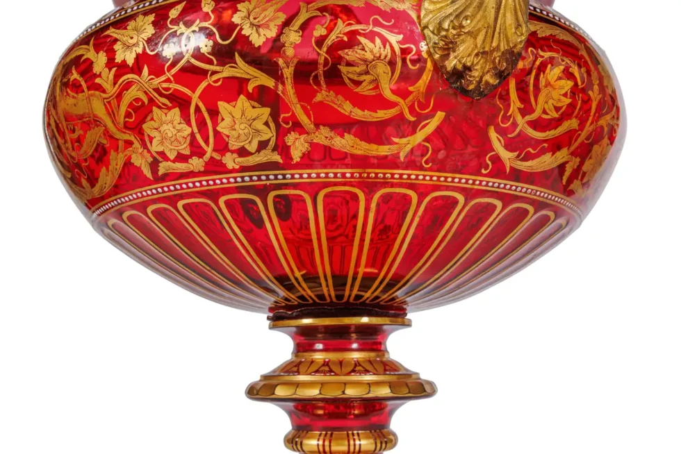 1876 Centennial Exhibition, J & L. Lobmeyr Ormolu Mounted Ruby Glass Centerpiece - Image 13