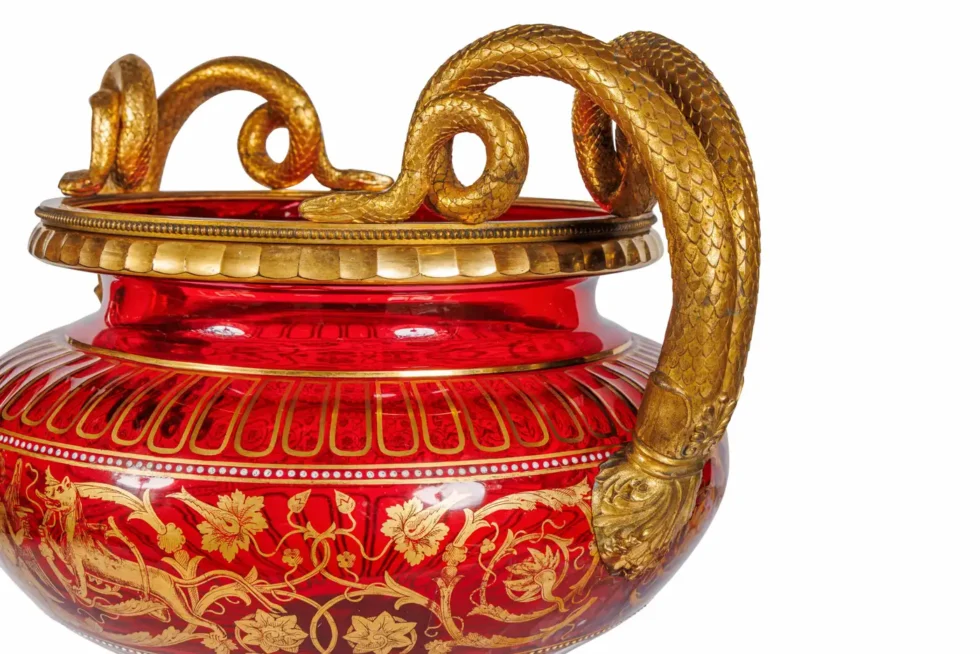 1876 Centennial Exhibition, J & L. Lobmeyr Ormolu Mounted Ruby Glass Centerpiece - Image 14