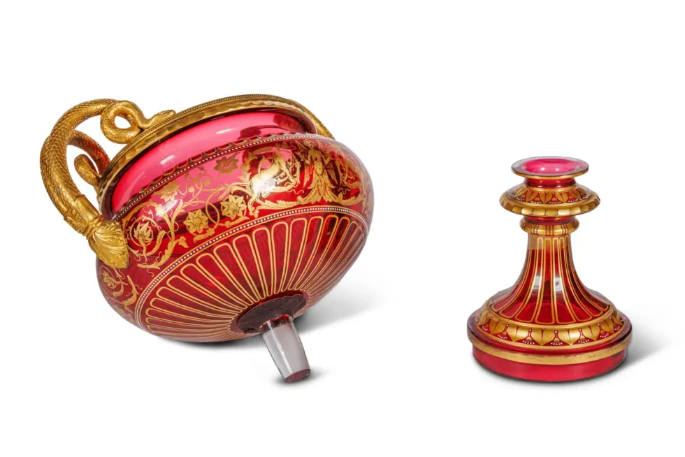 1876 Centennial Exhibition, J & L. Lobmeyr Ormolu Mounted Ruby Glass Centerpiece - Image 15