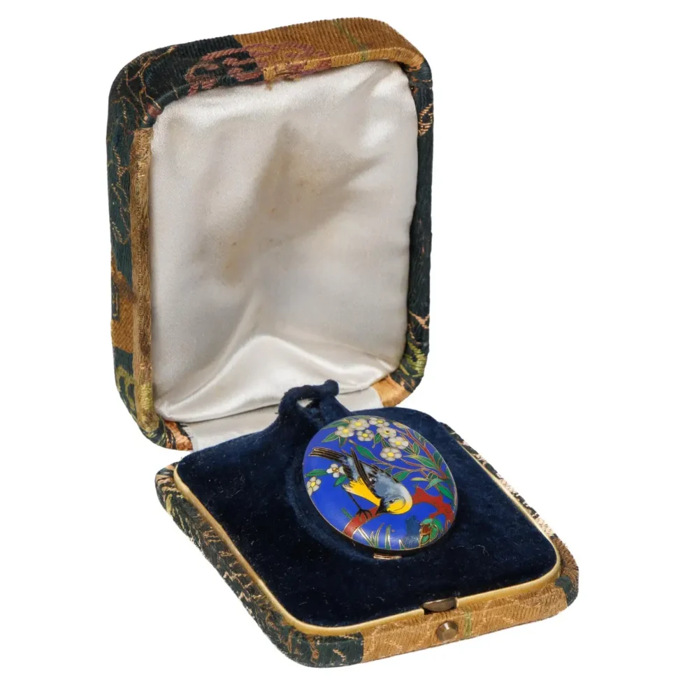 A Rare Alexis Falize Antique Gold and Cloisonné Enamel Locket, Circa 1867