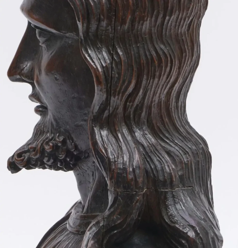 A Monumental 16th Century Renaissance Carved Oak Bust of Jesus Christ - Image 10