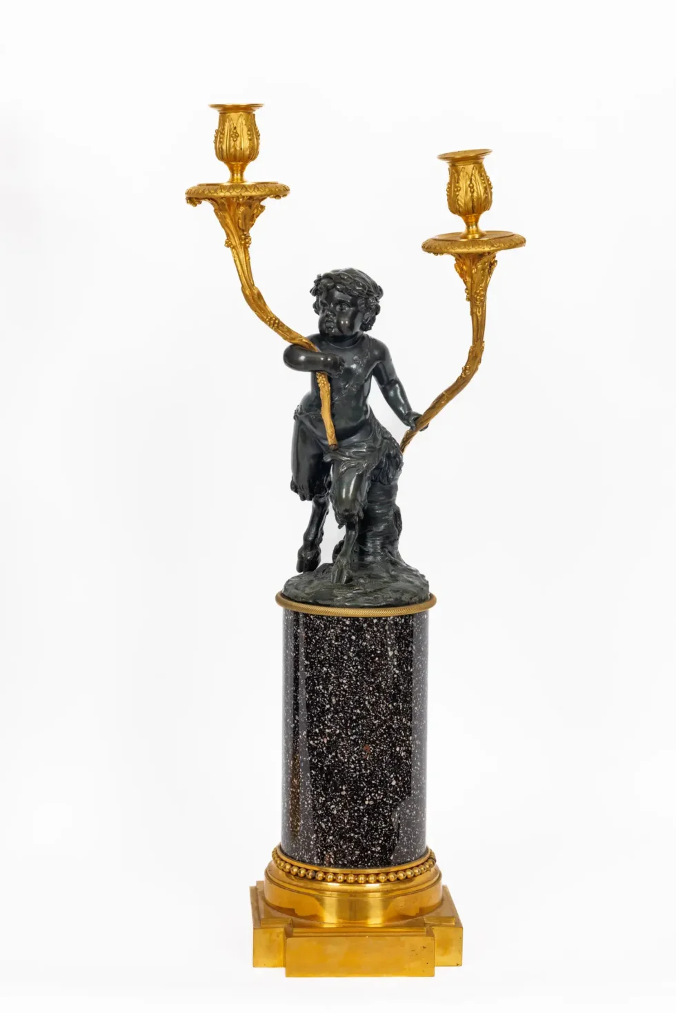 A Magnificent Pair of Louis XVI Style Gilt Bronze Candelabra on Porphyry Bases - Image 2