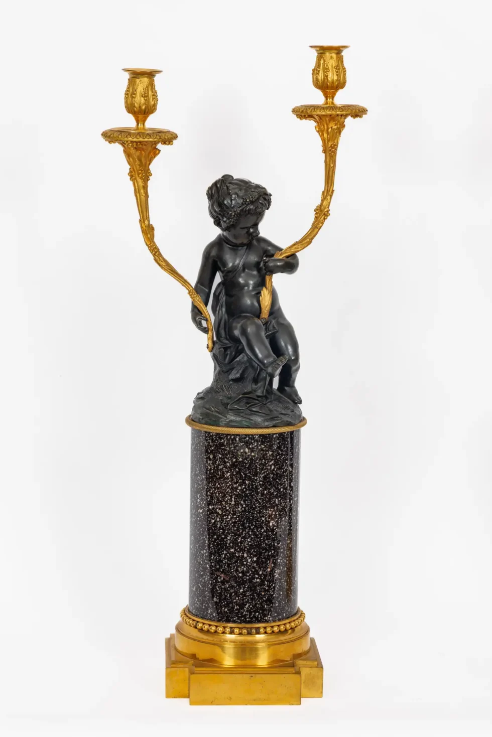 A Magnificent Pair of Louis XVI Style Gilt Bronze Candelabra on Porphyry Bases - Image 3