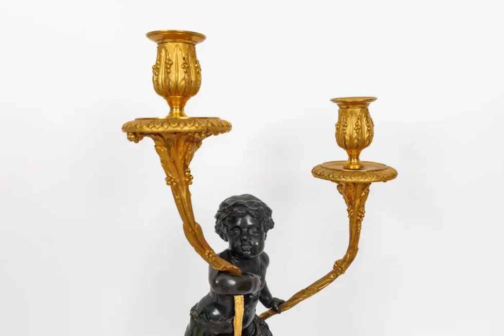 A Magnificent Pair of Louis XVI Style Gilt Bronze Candelabra on Porphyry Bases - Image 6