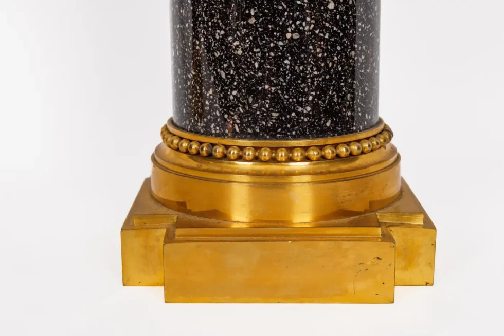 A Magnificent Pair of Louis XVI Style Gilt Bronze Candelabra on Porphyry Bases - Image 7