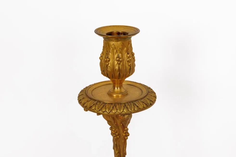A Magnificent Pair of Louis XVI Style Gilt Bronze Candelabra on Porphyry Bases - Image 10