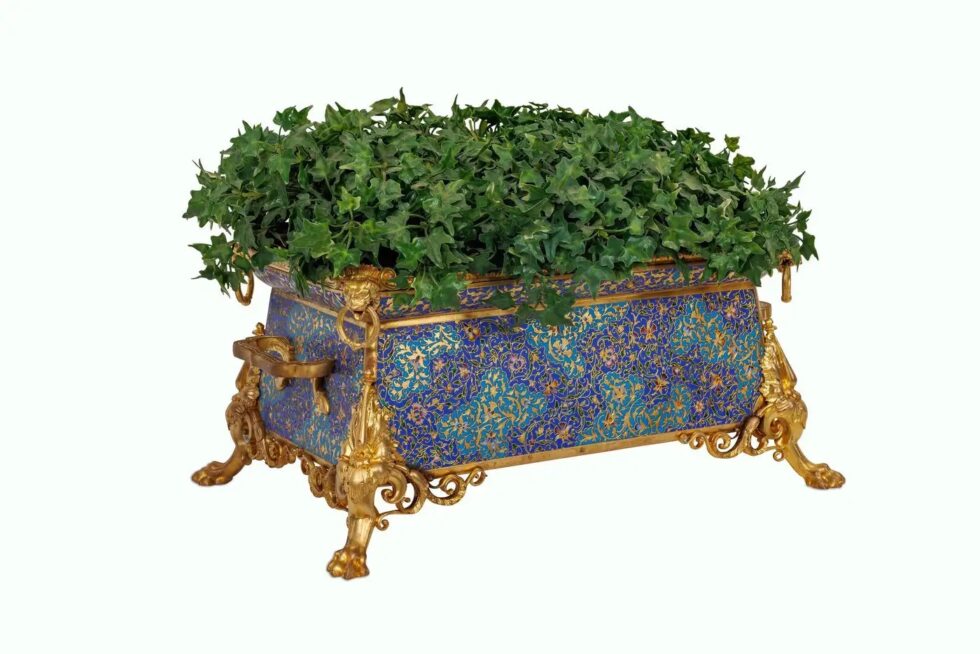 Exquisite Neo-Grec Ormolu & Champleve Enamel Jardiniere by Barbedienne & Sévin - Image 2
