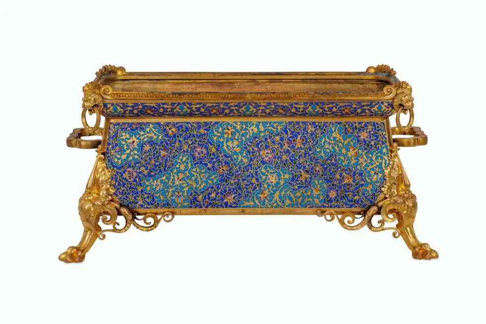 Exquisite Neo-Grec Ormolu & Champleve Enamel Jardiniere by Barbedienne & Sévin - Image 4