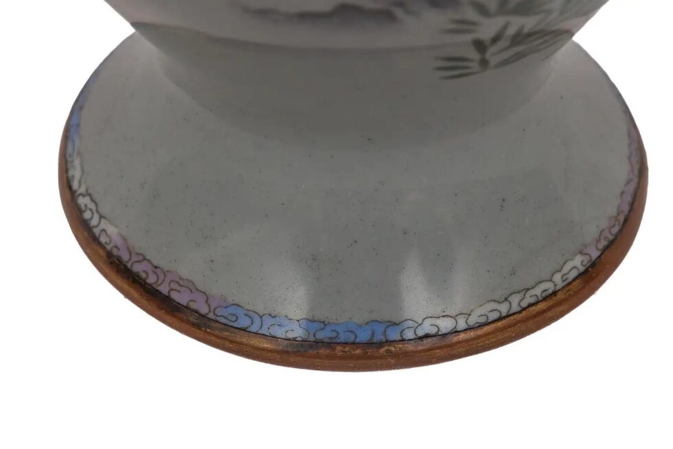 Monumental Pair of Japanese Cloisonné Enamel Vases with Warriors, Ota Tamashiro - Image 11