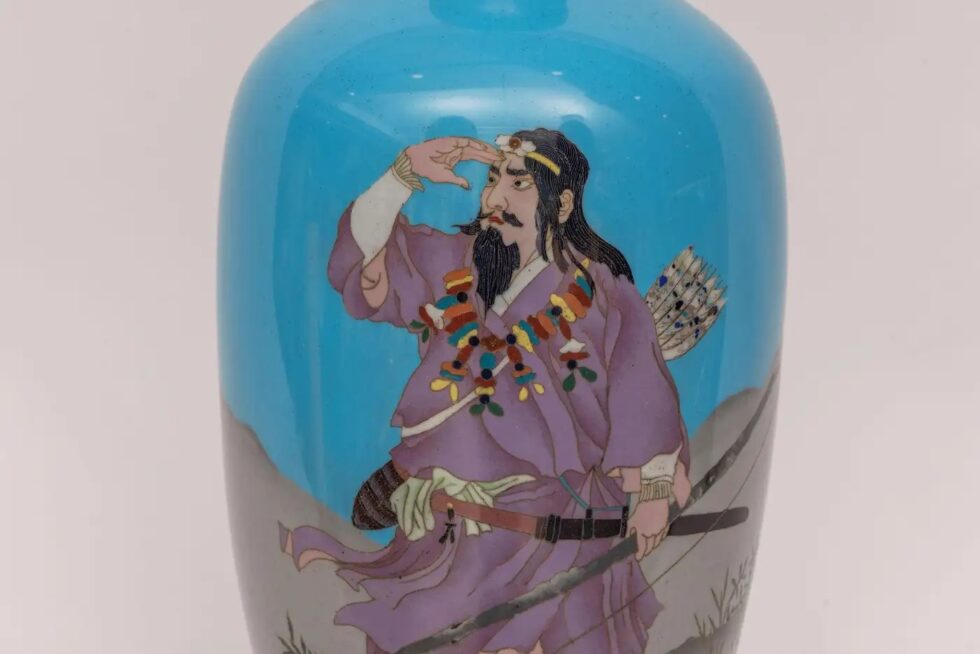 Monumental Pair of Japanese Cloisonné Enamel Vases with Warriors, Ota Tamashiro - Image 14