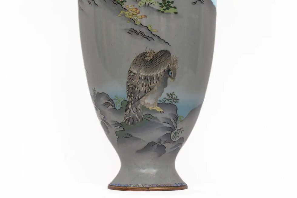 Monumental Pair of Japanese Cloisonné Enamel Vases with Warriors, Ota Tamashiro - Image 16