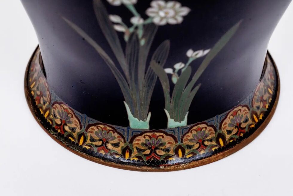 Japanese Meiji Cloisonné Enamel Vase with Cherry Blossoms, Ota Tamashiro - Image 7