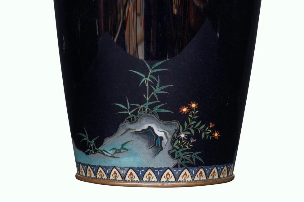 Magnificent Japanese Meiji Cloisonné Enamel Vase with Pheasants, Inaba Co. - Image 7
