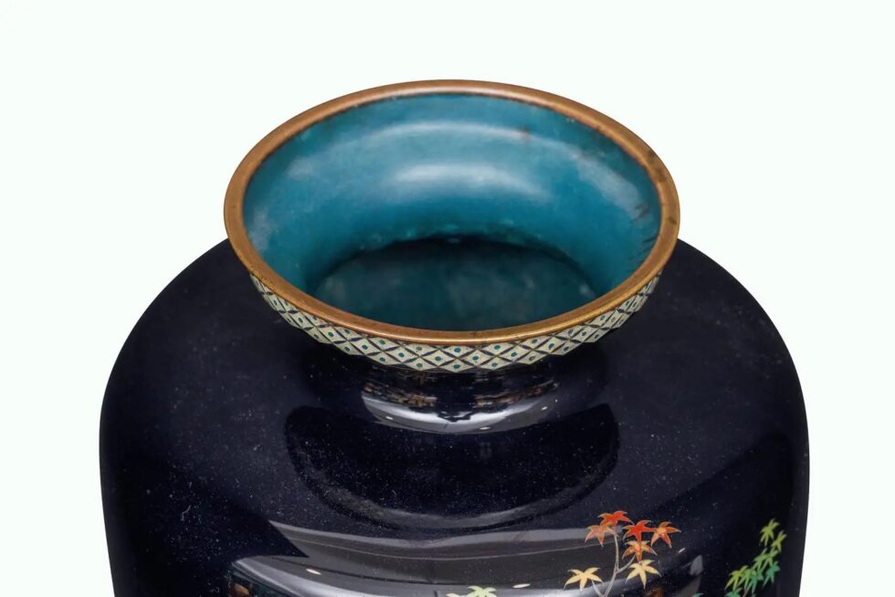 Magnificent Japanese Meiji Cloisonné Enamel Vase with Pheasants, Inaba Co. - Image 8