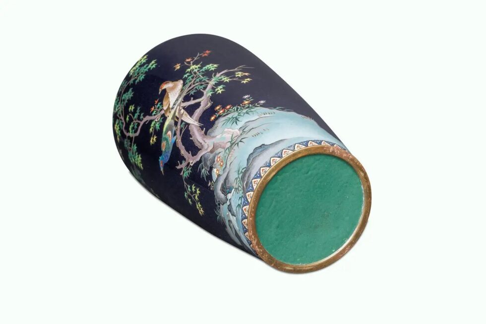 Magnificent Japanese Meiji Cloisonné Enamel Vase with Pheasants, Inaba Co. - Image 9