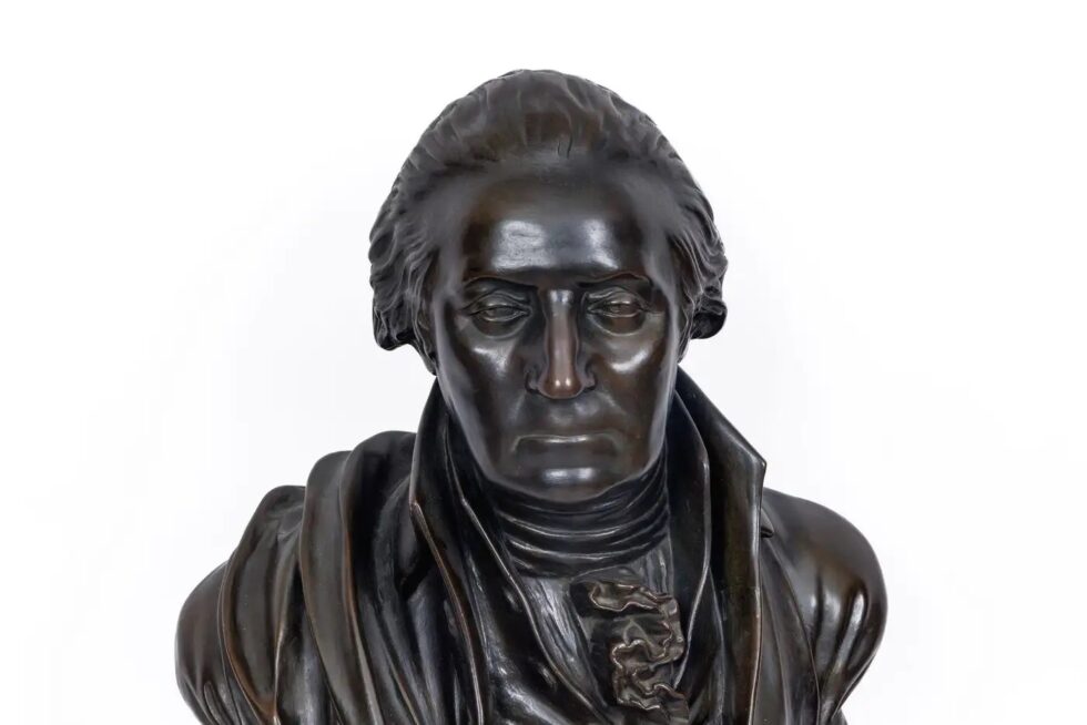 Monumental Patinated Bronze Bust of George Washington, after William Rush (1817) - Image 7