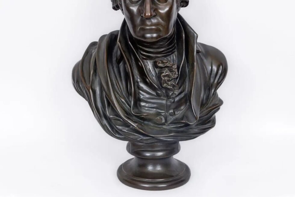 Monumental Patinated Bronze Bust of George Washington, after William Rush (1817) - Image 8