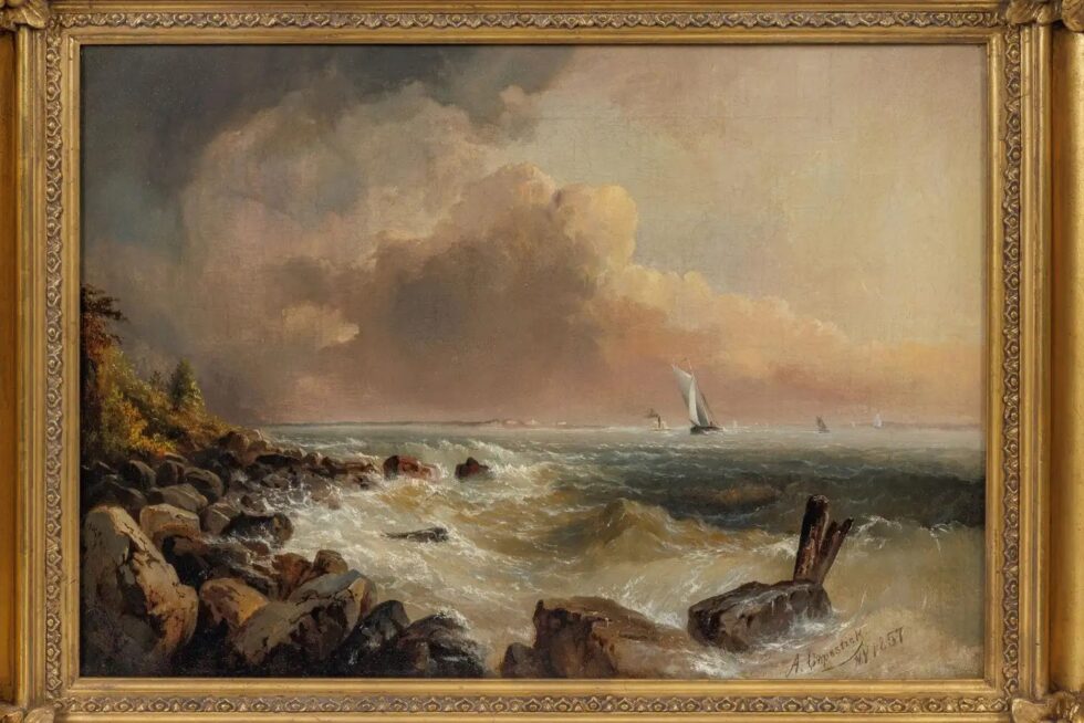 Alfred Copestick, Coastal Scene: New York, Oil on Canvas, 1857 1857 - Image 3