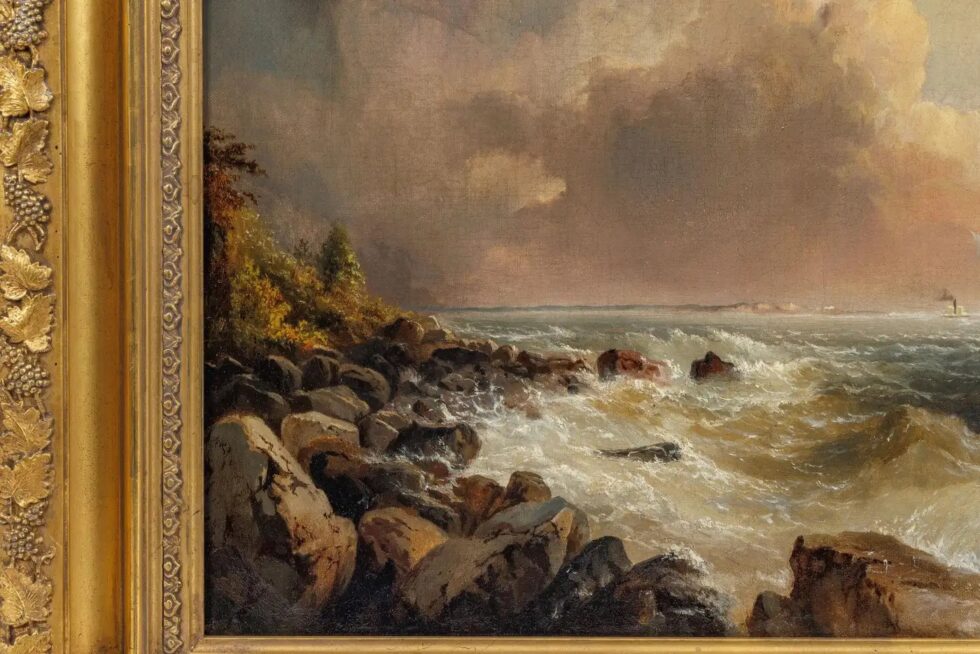 Alfred Copestick, Coastal Scene: New York, Oil on Canvas, 1857 1857 - Image 4