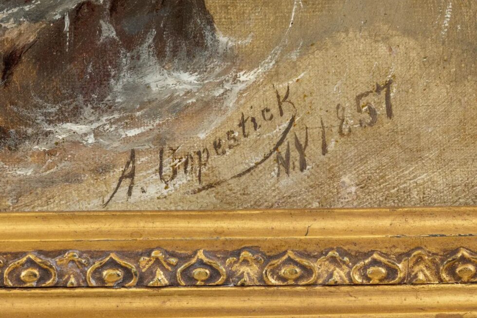 Alfred Copestick, Coastal Scene: New York, Oil on Canvas, 1857 1857 - Image 8