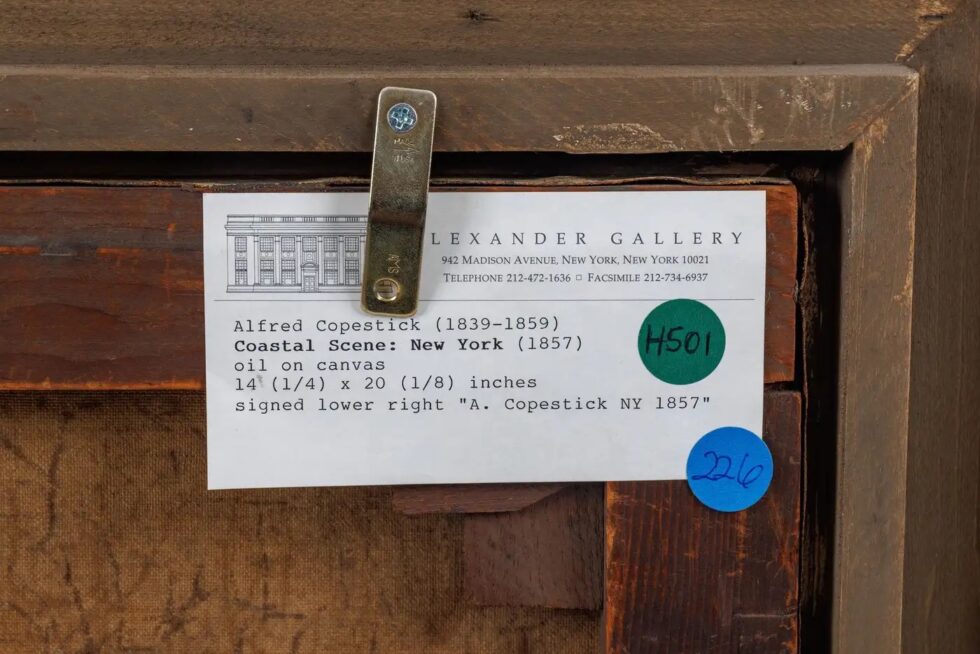 Alfred Copestick, Coastal Scene: New York, Oil on Canvas, 1857 1857 - Image 10