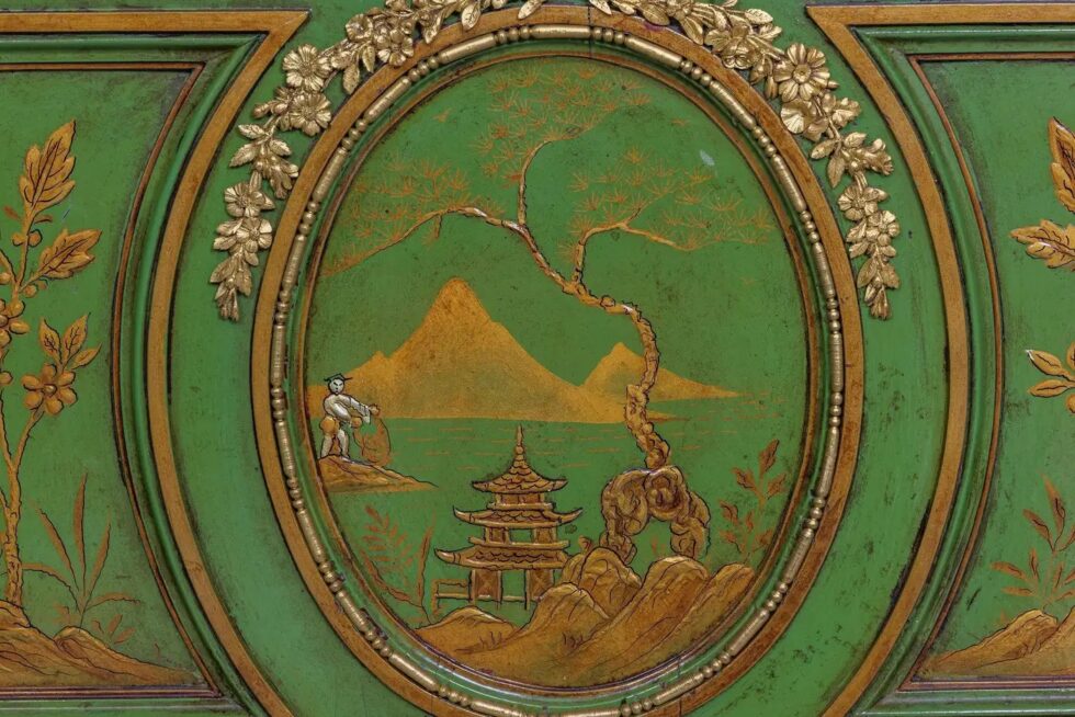 A Magnificent French C. 1870 Ormolu-Mounted Green Painted Chinoiserie Commode - Image 12