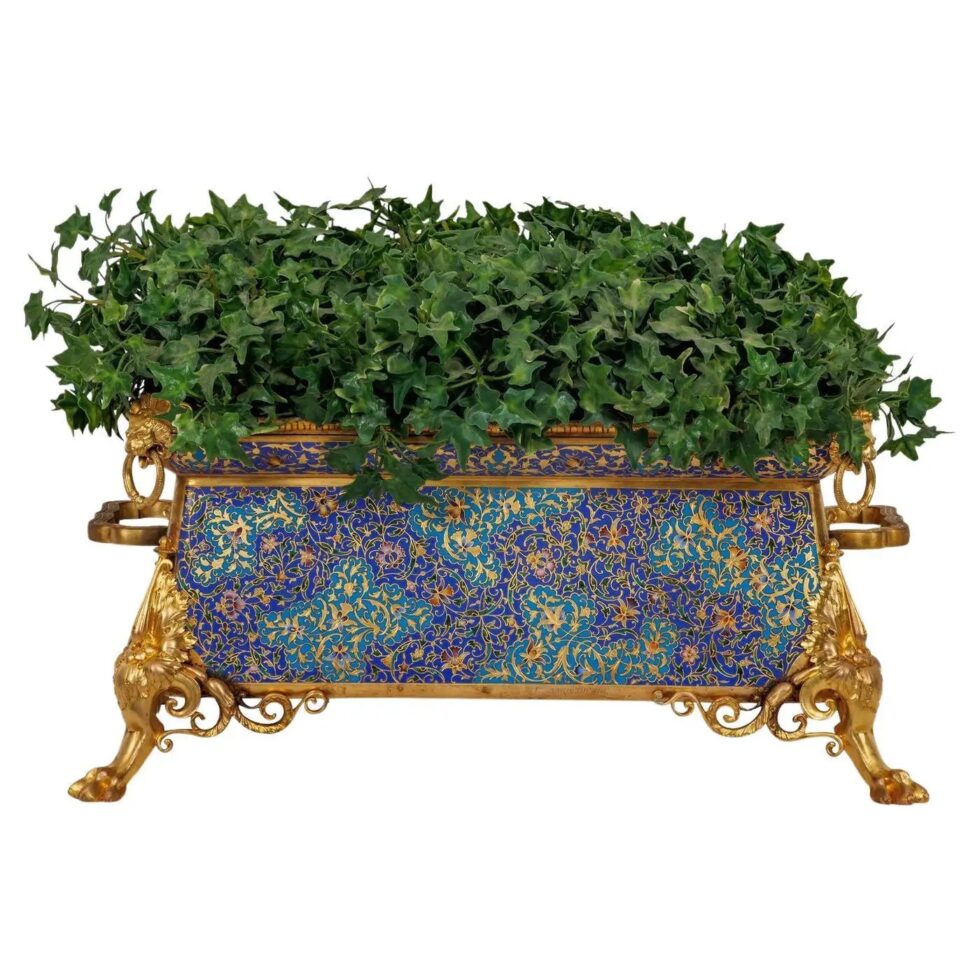 Exquisite Neo-Grec Ormolu & Champleve Enamel Jardiniere by Barbedienne & Sévin