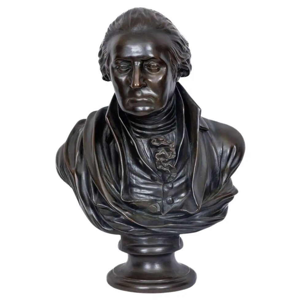 Monumental Patinated Bronze Bust of George Washington, after William Rush (1817)