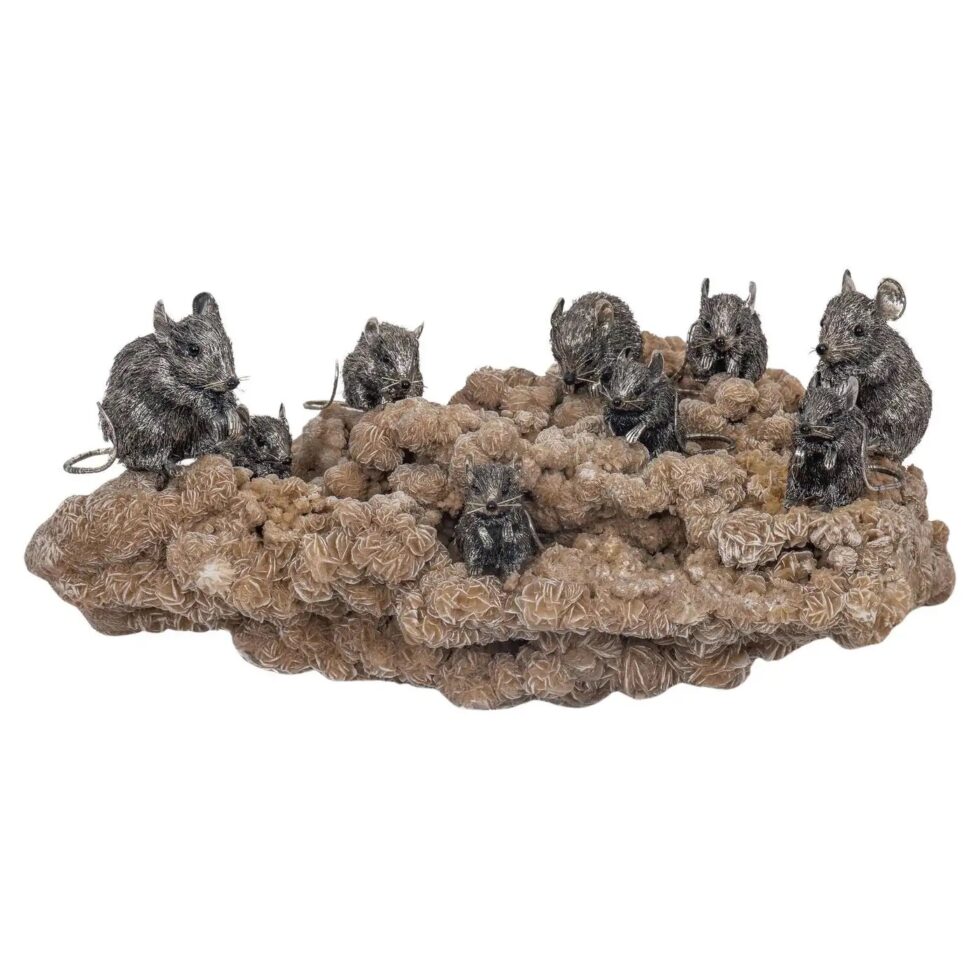 Playful Companions: A Rare Buccellati Sterling Silver Sculpture of Nine Mice